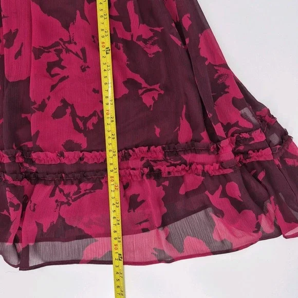 NWT Simply Vera Vera Wang Ruffle Dress Magenta Long Sleeve Mini Chiffon Sz XL - Picture 13 of 13